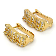 Oro Laminado Huggie Hoop, Gold Filled Style with White Micro Pave, Polished, Golden Finish