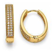 Oro Laminado Huggie Hoop, Gold Filled Style with White Micro Pave, Polished, Golden Finish