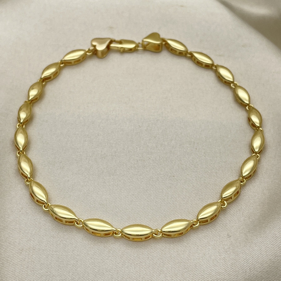 Oro Laminado Fancy Anklet, Gold Filled Style Polished, Golden Finish