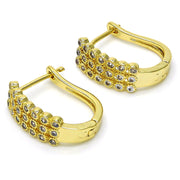 Oro Laminado Huggie Hoop, Gold Filled Style with White Micro Pave, Polished, Golden Finish