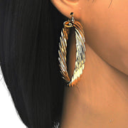 Oro Laminado Large Hoop, Gold Filled Style Twist Design, Polished, Golden Finish