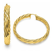 Oro Laminado Large Hoop, Gold Filled Style Twist Design, Polished, Golden Finish