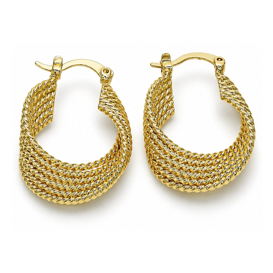 Oro Laminado Small Hoop, Gold Filled Style Twist Design, Polished, Golden Finish