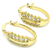 Oro Laminado Small Hoop, Gold Filled Style with White Crystal, Polished, Golden Finish