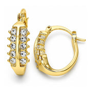 Oro Laminado Small Hoop, Gold Filled Style with White Crystal, Polished, Golden Finish