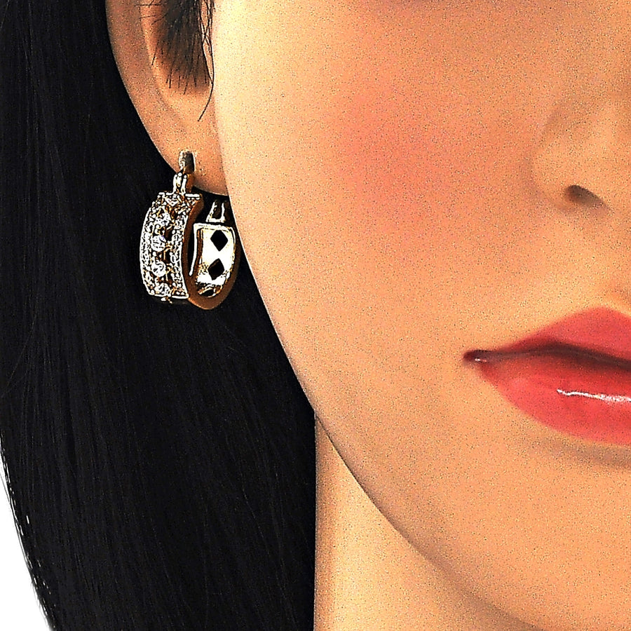 Oro Laminado Small Hoop, Gold Filled Style with White Cubic Zirconia, Polished, Golden Finish