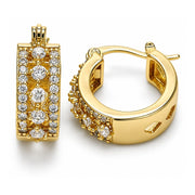 Oro Laminado Small Hoop, Gold Filled Style with White Cubic Zirconia, Polished, Golden Finish