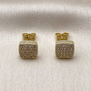 Oro Laminado Stud Earring, Gold Filled Style with White Cubic Zirconia, Polished, Golden Finish