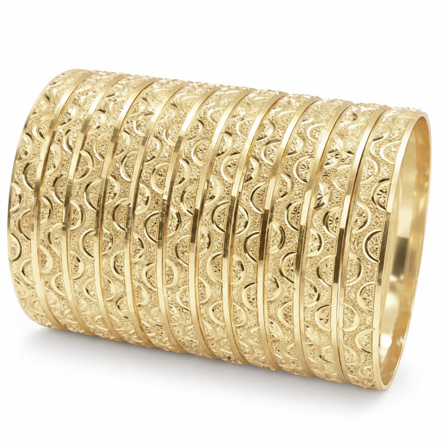 Gold Plated Dozen Bangle, Diamond Cutting Finish, Golden Finish
