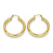 Oro Laminado Medium Hoop, Gold Filled Style Hollow Design, Polished, Golden Finish