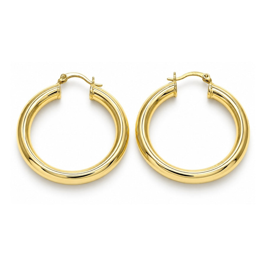 Oro Laminado Medium Hoop, Gold Filled Style Hollow Design, Polished, Golden Finish