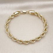 Oro Laminado Basic Bracelet, Gold Filled Style Rope Design, Polished, Golden Finish