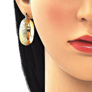 Oro Laminado Medium Hoop, Gold Filled Style Matte Finish, Golden Finish