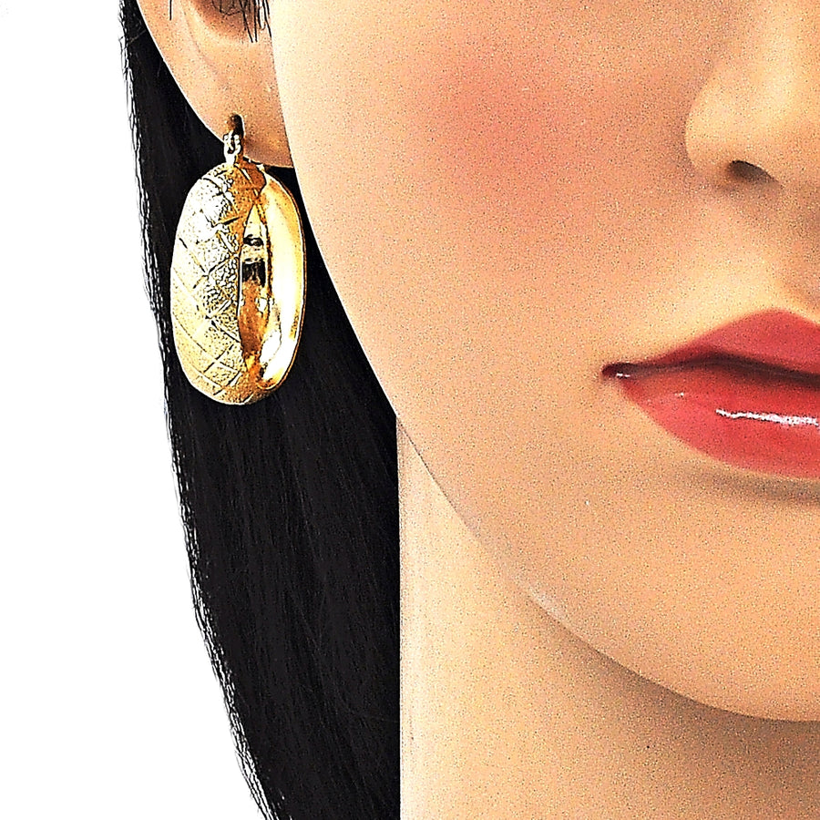 Oro Laminado Medium Hoop, Gold Filled Style Matte Finish, Golden Finish