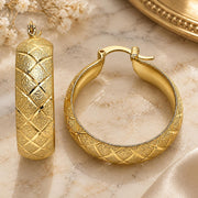 Oro Laminado Medium Hoop, Gold Filled Style Matte Finish, Golden Finish