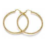 Oro Laminado Large Hoop, Gold Filled Style Hollow Design, Diamond Cutting Finish, Golden Finish
