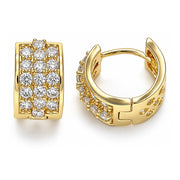 Oro Laminado Huggie Hoop, Gold Filled Style with White Cubic Zirconia, Polished, Golden Finish