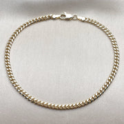 Oro Laminado Basic Anklet, Gold Filled Style Miami Cuban Design, Polished, Golden Finish