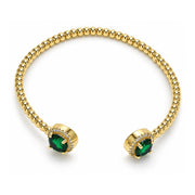 Oro Laminado Individual Bangle, Gold Filled Style with Green Cubic Zirconia and White Micro Pave, Polished, Golden Finish