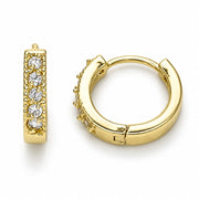 Oro Laminado Huggie Hoop, Gold Filled Style with White Cubic Zirconia, Polished, Golden Finish