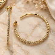 Oro Laminado Stud Earring, Gold Filled Style with White Cubic Zirconia, Polished, Golden Finish