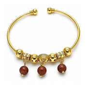 Oro Laminado Individual Bangle, Gold Filled Style with Brown Goldstone Venturina, Polished, Golden Finish