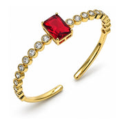 Oro Laminado Individual Bangle, Gold Filled Style with Garnet and White Cubic Zirconia, Polished, Golden Finish