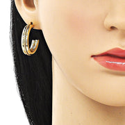 Oro Laminado Medium Hoop, Gold Filled Style Diamond Cutting Finish, Golden Finish