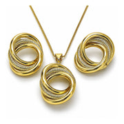 Oro Laminado Earring and Pendant Adult Set, Gold Filled Style Hollow and Love Knot Design, Matte Finish, Golden Finish