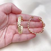 Oro Laminado Medium Hoop, Gold Filled Style Twist Design, Polished, Golden Finish