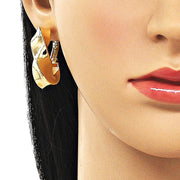 Oro Laminado Medium Hoop, Gold Filled Style Twist Design, Polished, Golden Finish