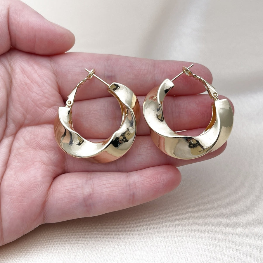 Oro Laminado Medium Hoop, Gold Filled Style Twist Design, Polished, Golden Finish