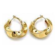 Oro Laminado Medium Hoop, Gold Filled Style Twist Design, Polished, Golden Finish