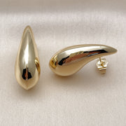 Oro Laminado Stud Earring, Gold Filled Style Teardrop and Hollow Design, Polished, Golden Finish
