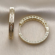 Oro Laminado Huggie Hoop, Gold Filled Style with White Micro Pave, Polished, Golden Finish