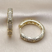Oro Laminado Huggie Hoop, Gold Filled Style with White Cubic Zirconia, Polished, Golden Finish