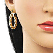 Oro Laminado Medium Hoop, Gold Filled Style Twist and Hollow Design, Matte Finish, Golden Finish