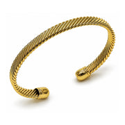 Oro Laminado Individual Bangle, Gold Filled Style Twist Design, Polished, Golden Finish