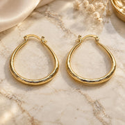 Oro Laminado Medium Hoop, Gold Filled Style Hollow Design, Diamond Cutting Finish, Golden Finish