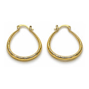 Oro Laminado Medium Hoop, Gold Filled Style Hollow Design, Diamond Cutting Finish, Golden Finish