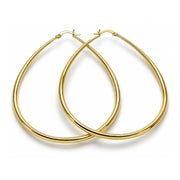 Oro Laminado Extra Large Hoop, Gold Filled Style Teardrop and Hollow Design, Polished, Golden Finish