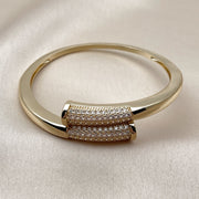 Oro Laminado Individual Bangle, Gold Filled Style with White Cubic Zirconia, Polished, Golden Finish