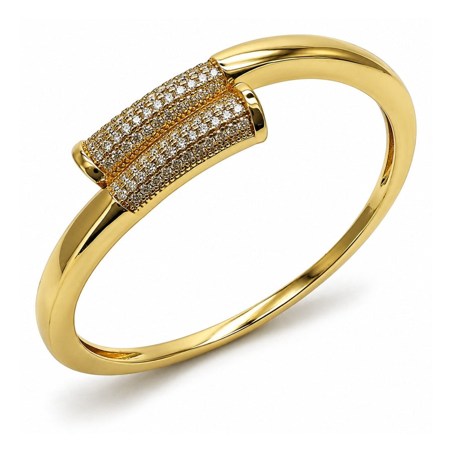 Oro Laminado Individual Bangle, Gold Filled Style with White Cubic Zirconia, Polished, Golden Finish