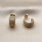 Oro Laminado Small Hoop, Gold Filled Style with White Cubic Zirconia, Polished, Golden Finish