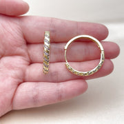 Oro Laminado Huggie Hoop, Gold Filled Style with Amethyst Cubic Zirconia, Polished, Golden Finish
