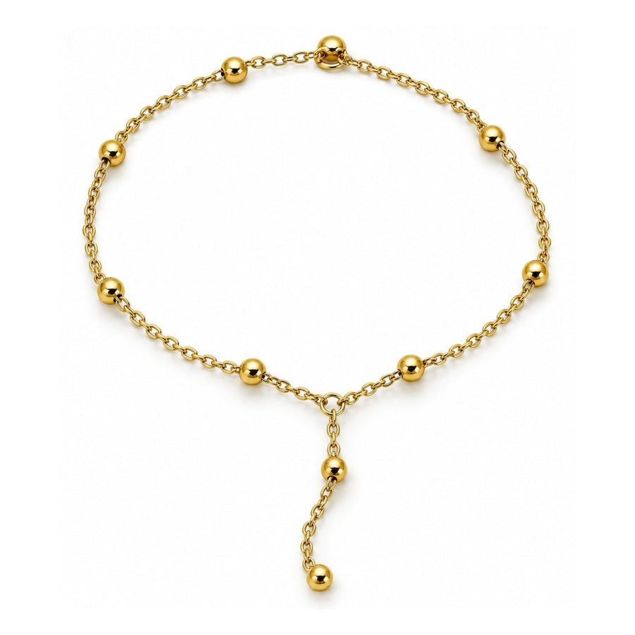 Stainless Steel Fancy Bracelet, Ball and Rolo Design, Polished, Golden Finish