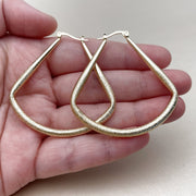 Oro Laminado Large Hoop, Gold Filled Style Teardrop and Hollow Design, Matte Finish, Golden Finish