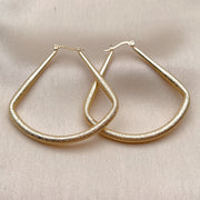 Oro Laminado Large Hoop, Gold Filled Style Teardrop and Hollow Design, Matte Finish, Golden Finish