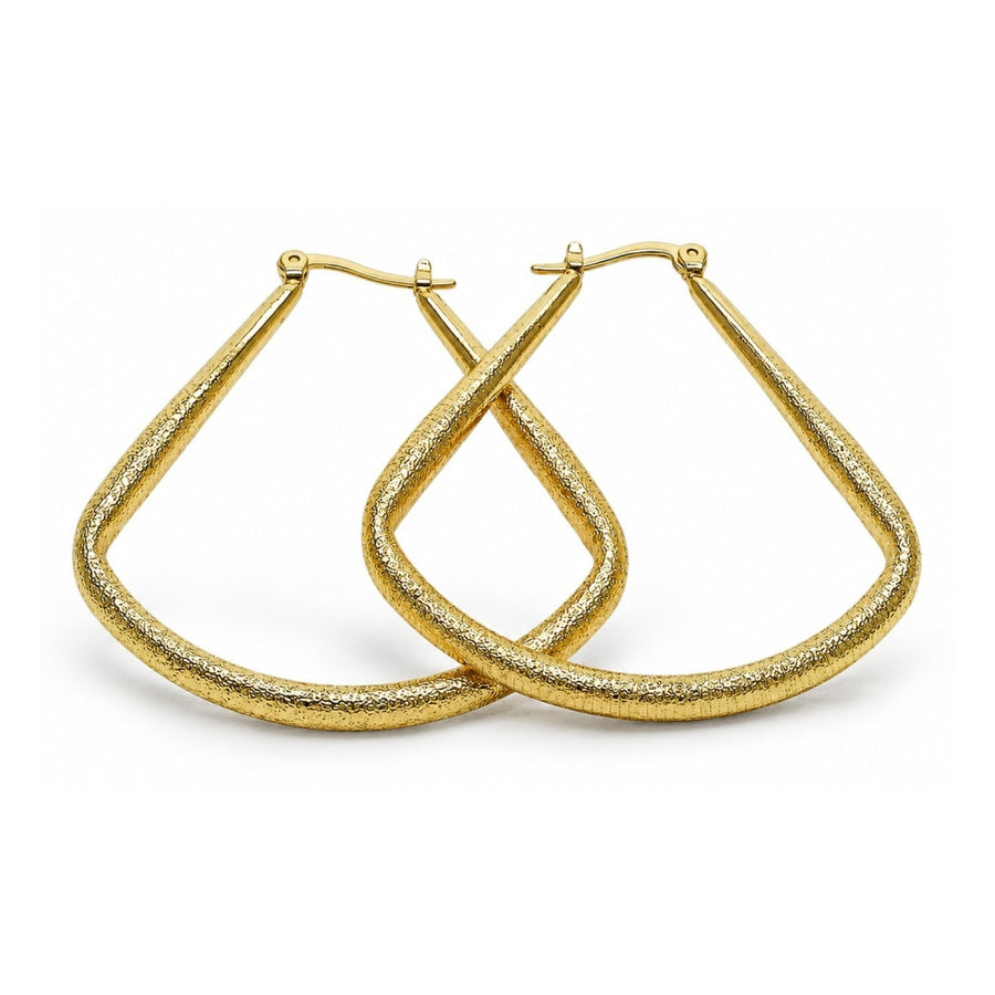 Oro Laminado Large Hoop, Gold Filled Style Teardrop and Hollow Design, Matte Finish, Golden Finish
