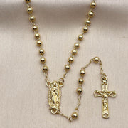 Oro Laminado Thin Rosary, Gold Filled Style Guadalupe and Crucifix Design, Polished, Golden Finish